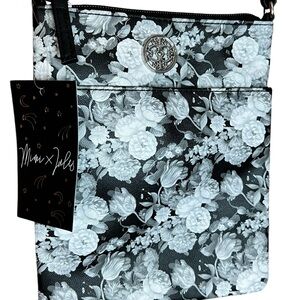 Mimi & Jules Black Floral Faux Leather Crossbody Bag New With Tags Small Purse